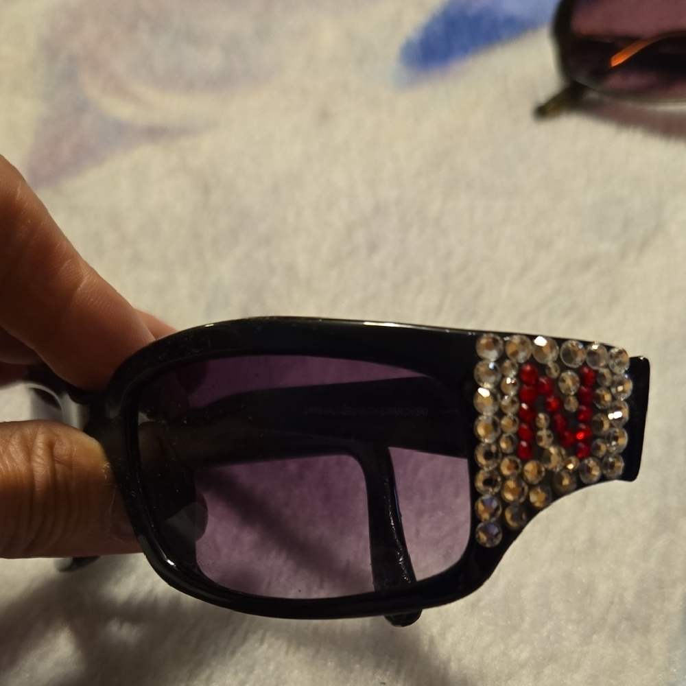 Black Sunglasses with Red and Silver Accents